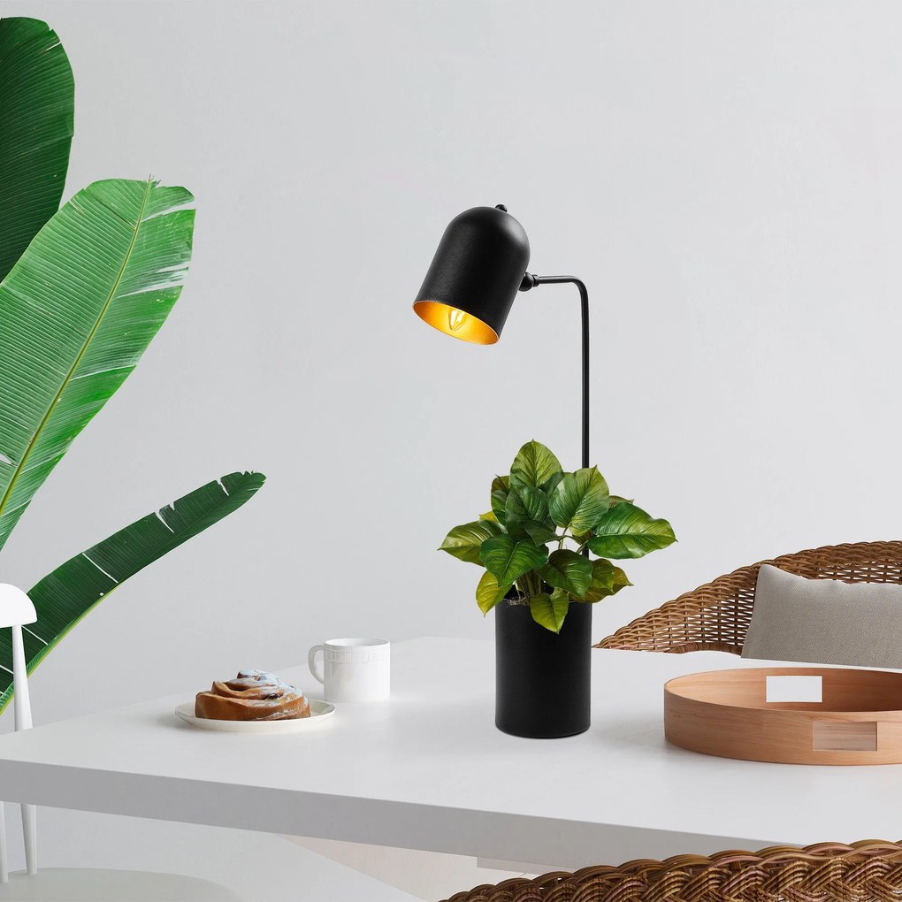 Candeeiro de Mesa Pot – Preto e Dourado – 12 x 27 x 64 cm