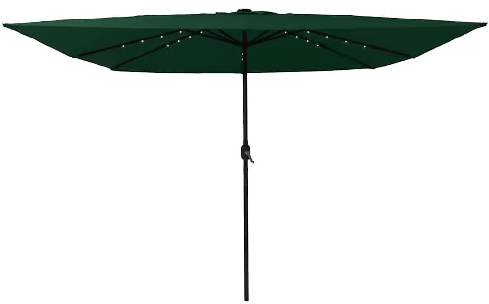 Guarda-Sol Quadrado com Luzes LED 295 x 245 cm Verde
