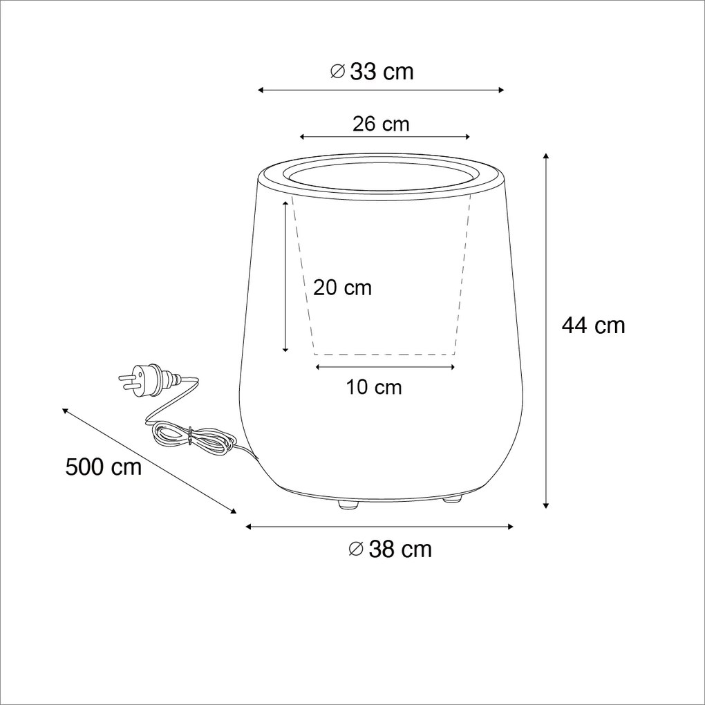 Candeeiro de pé para exterior vaso de flores branco IP44 - Flowerpot