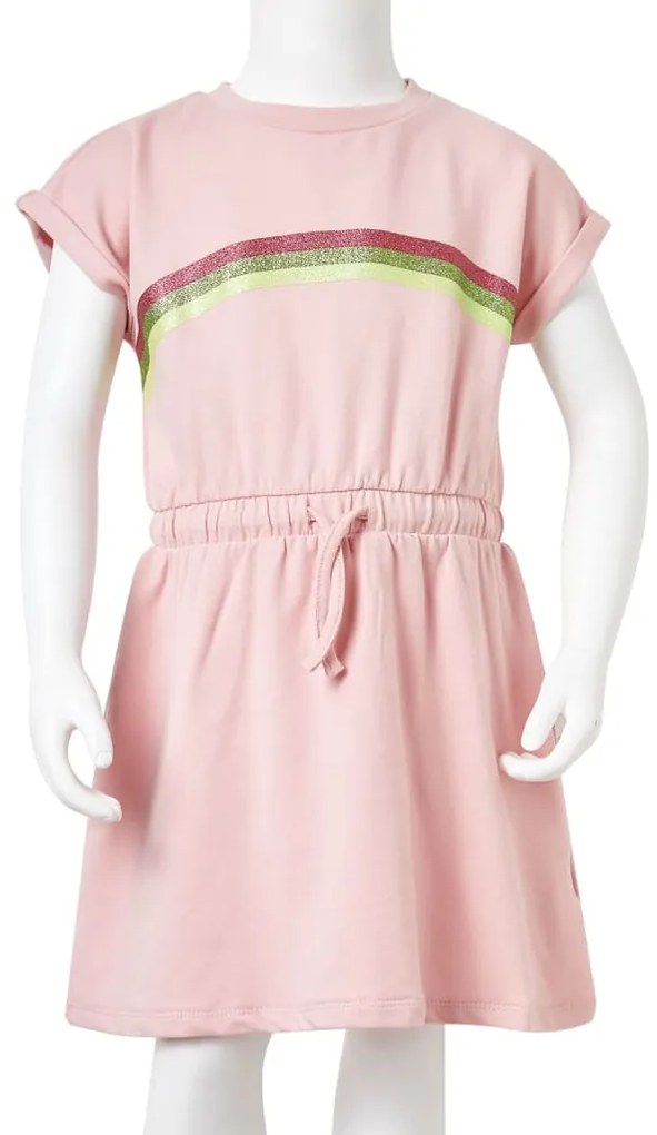 Vestido de criança com cordão rosa-claro 128