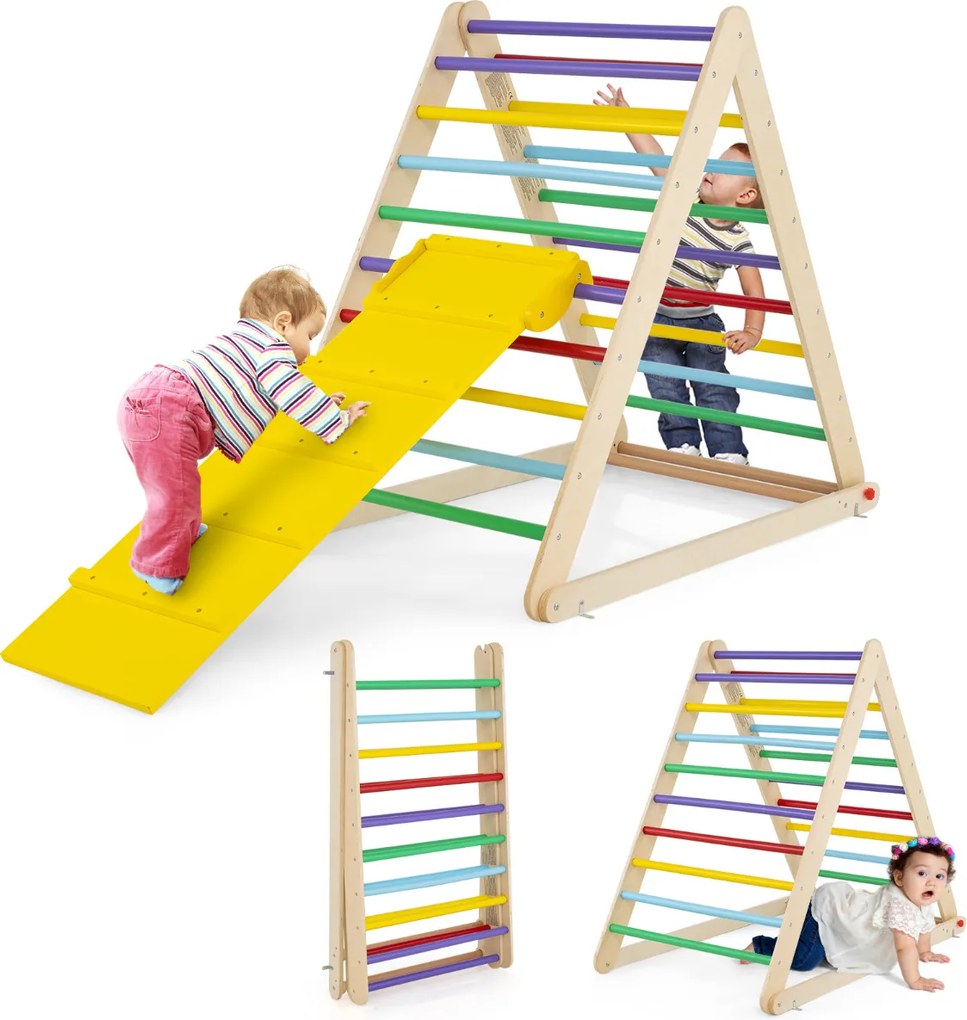 Escada triangular dobrável de madeira para crianças dos 6 meses aos 6 anos para a casa e o quarto das crianças 122 x 71 x 110 cm Multicolorido