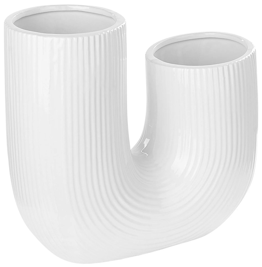 Vaso de cerâmica grés branca 23 cm MITILINI Beliani