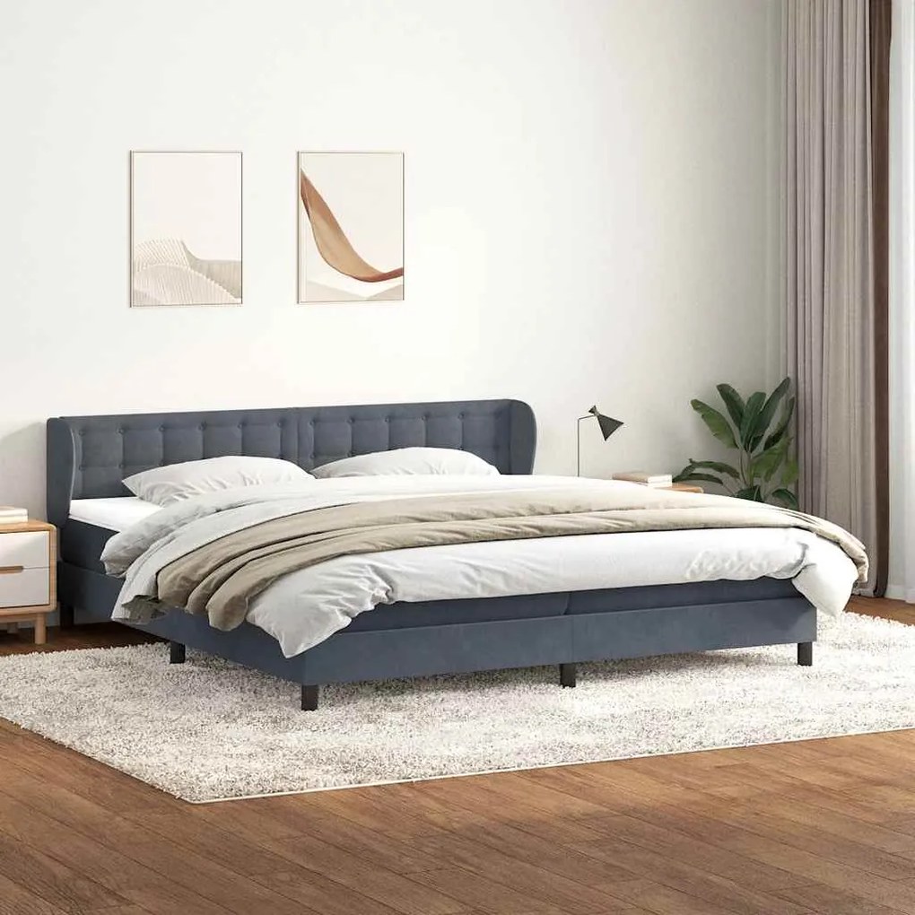 vidaXL Cama com molas/colchões 200x220 cm veludo cinzento-escuro
