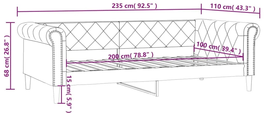 Sofá-cama 100x200 cm couro artificial cappuccino