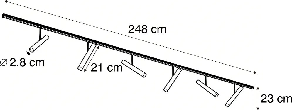 Sistema de iluminação de trilho moderno preto com 6 focos bege monofásicos - Slimline Avery