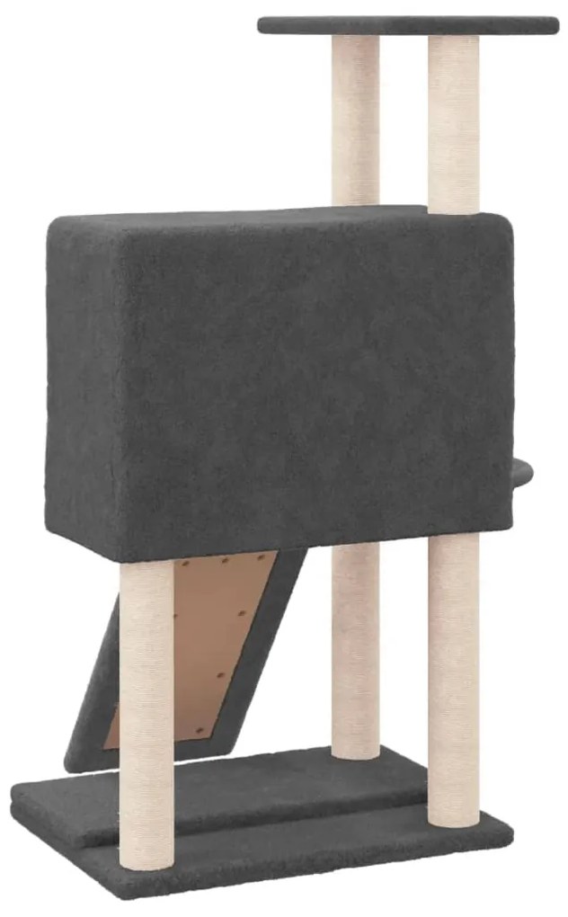 Árvore p/ gatos c/ postes arranhadores sisal 96 cm cinza-escuro