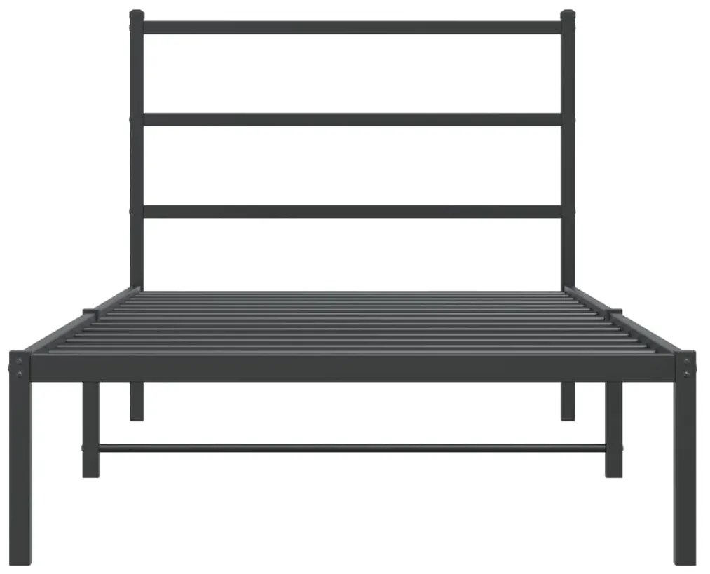 Estrutura de cama com cabeceira 100x190 cm metal preto