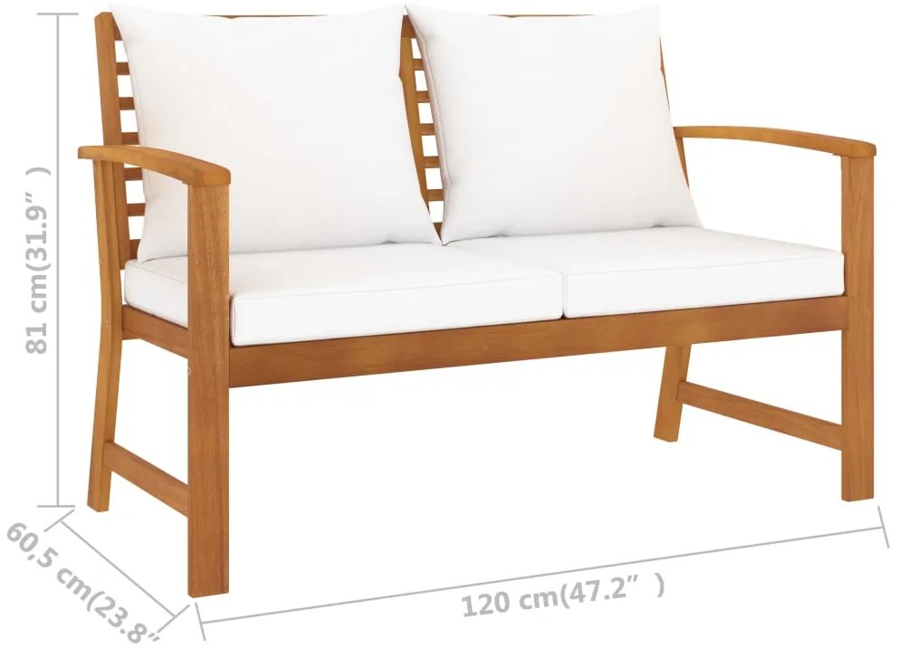 3 pcs conjunto de lounge de jardim com almofadões acácia maciça