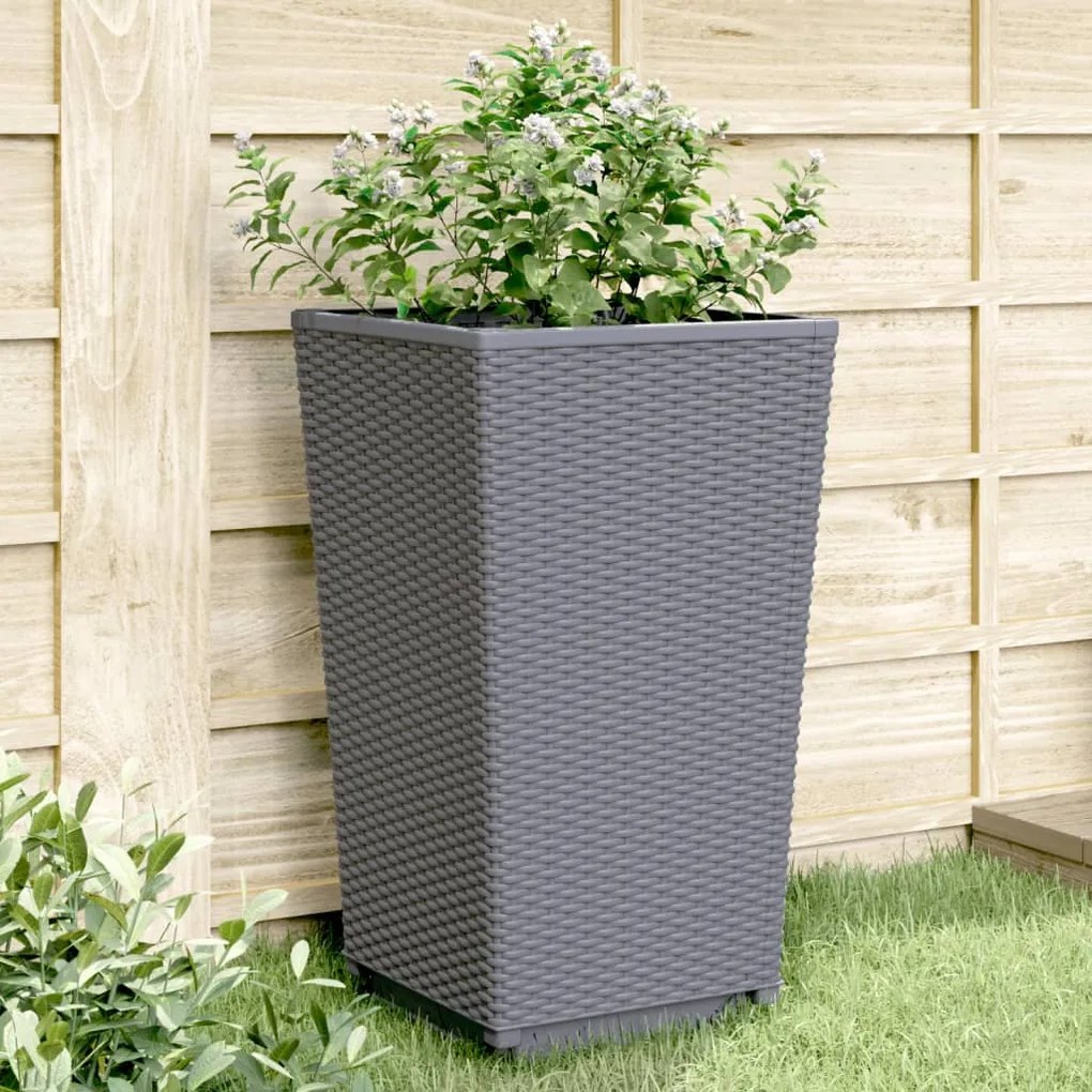 vidaXL Vasos/floreiras 2 pcs 32,5x32,5x57 cm PP cinzento azul