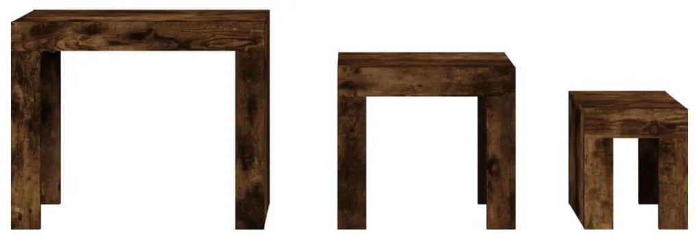 Mesas de encastrar 3 pcs derivados de madeira carvalho fumado