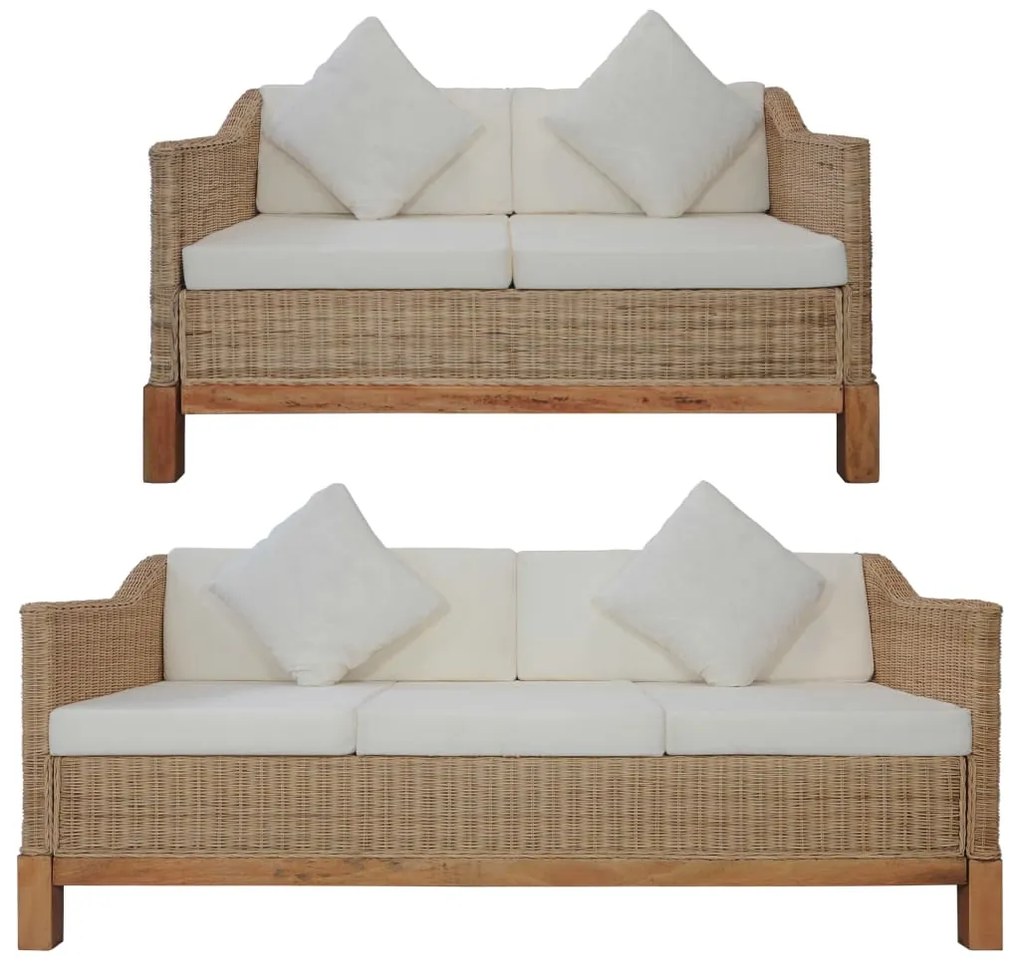 vidaXL 2 pcs conjunto de sofás com almofadões vime natural