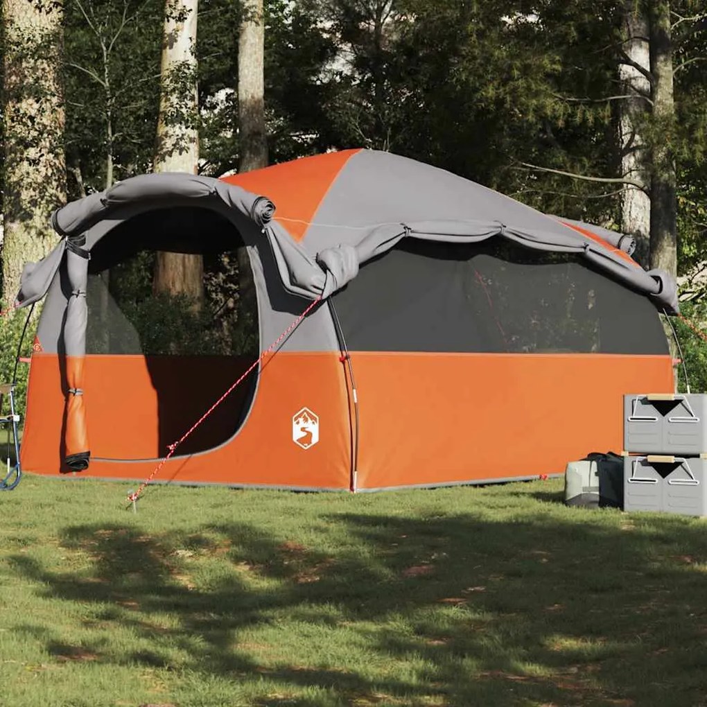 vidaXL Tenda familiar túnel p/ 6 pessoas impermeável cinza/laranja