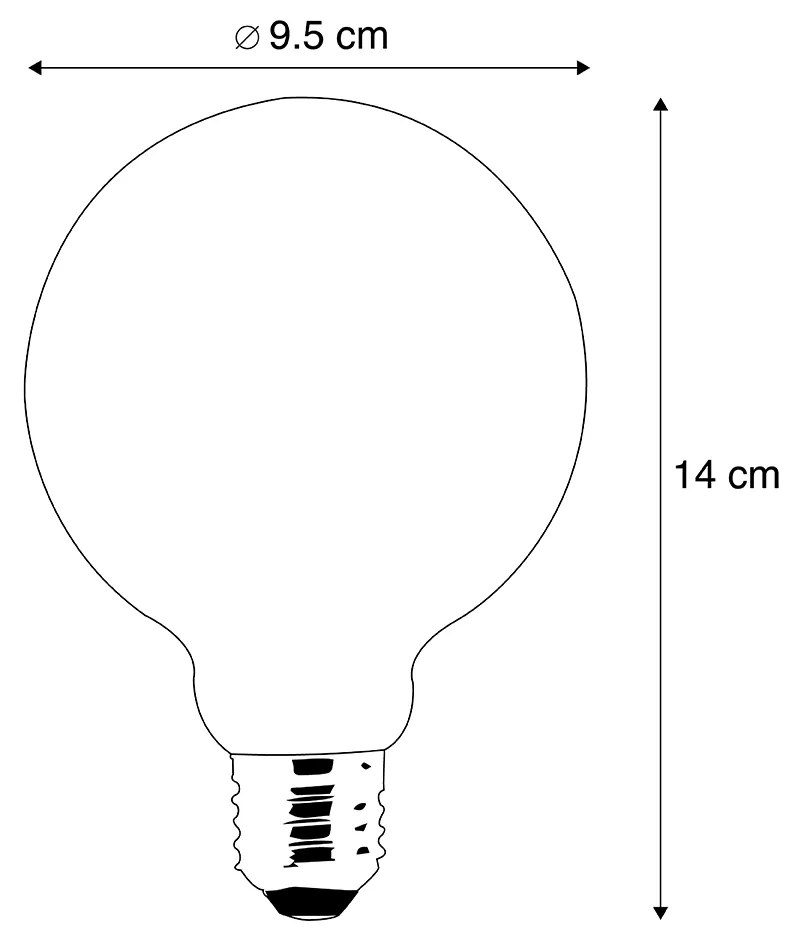 Conjunto de 5 Smart E27 regulável em lâmpada LED Kelvin G95 4,5W 470 lm 1800-4000K