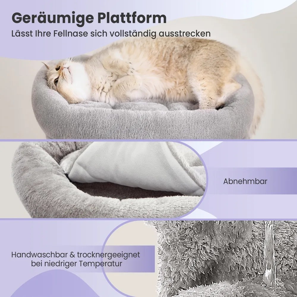 Arranhador para gatos grandes até 3 kg 40 x 30 x 67 cm cinzento claro