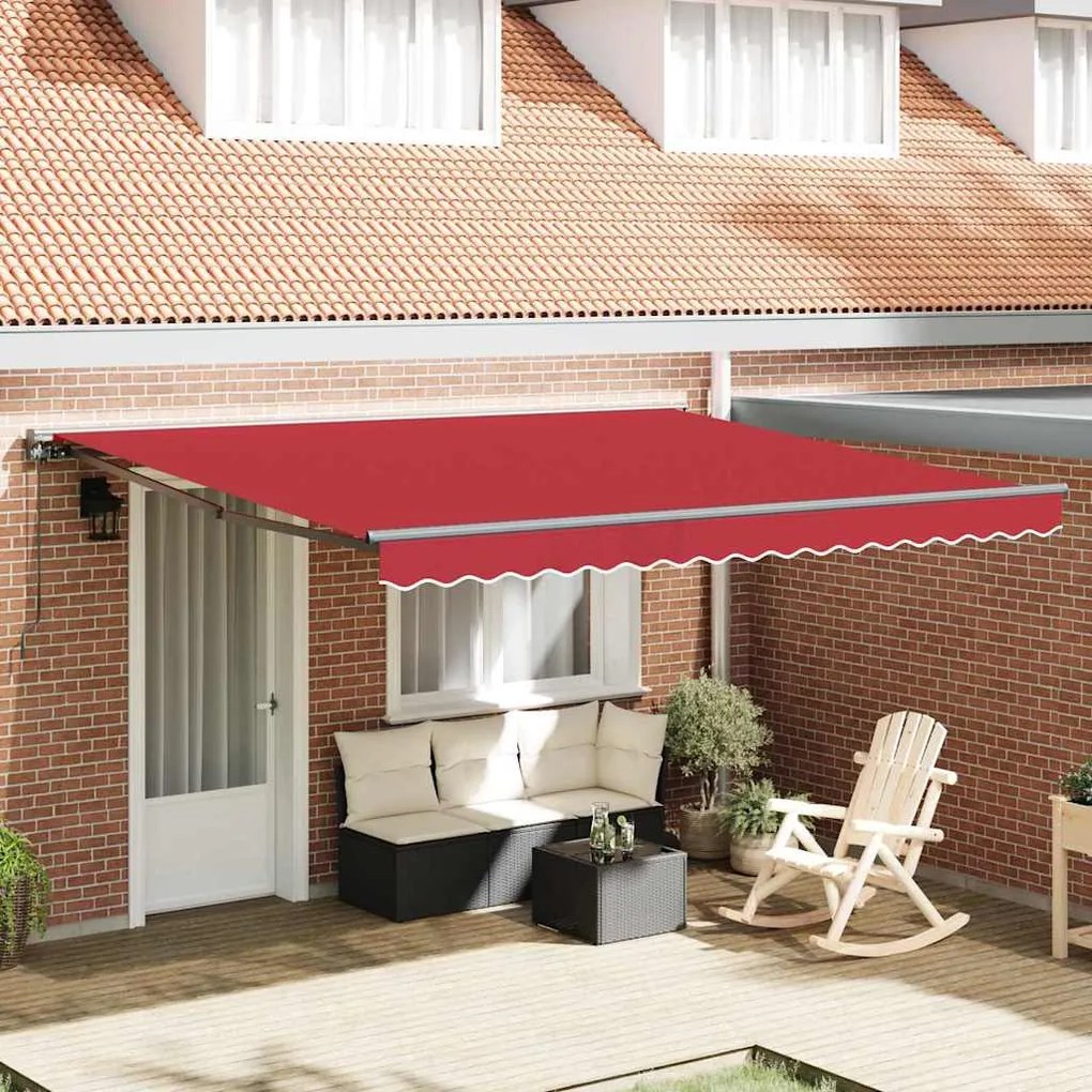 vidaXL Toldo Retrátil Manual Vermelho 400 × 300 cm Poliéster e Metal