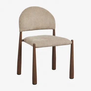 Cadeira De Jantar Estofada E Em Ferro Nagore Chenille Castanho Trigo - Sklum