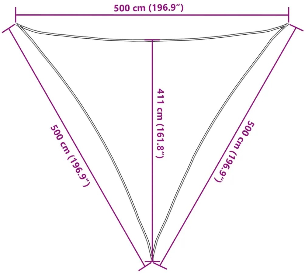 Guarda-sol HDPE triangular 5 x 5 x 5 m bege