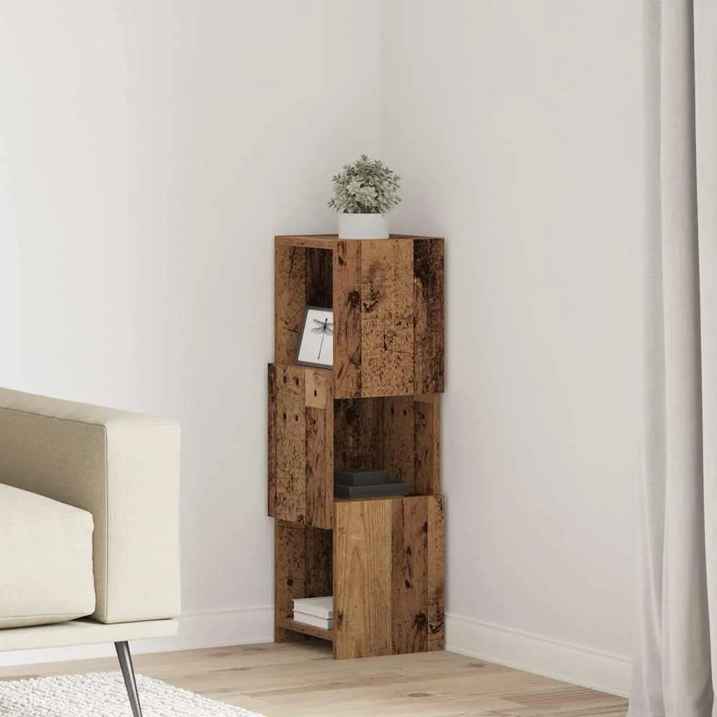 vidaXL Armário de canto Madeira antiga 25,5x25x80cm Madeira processada