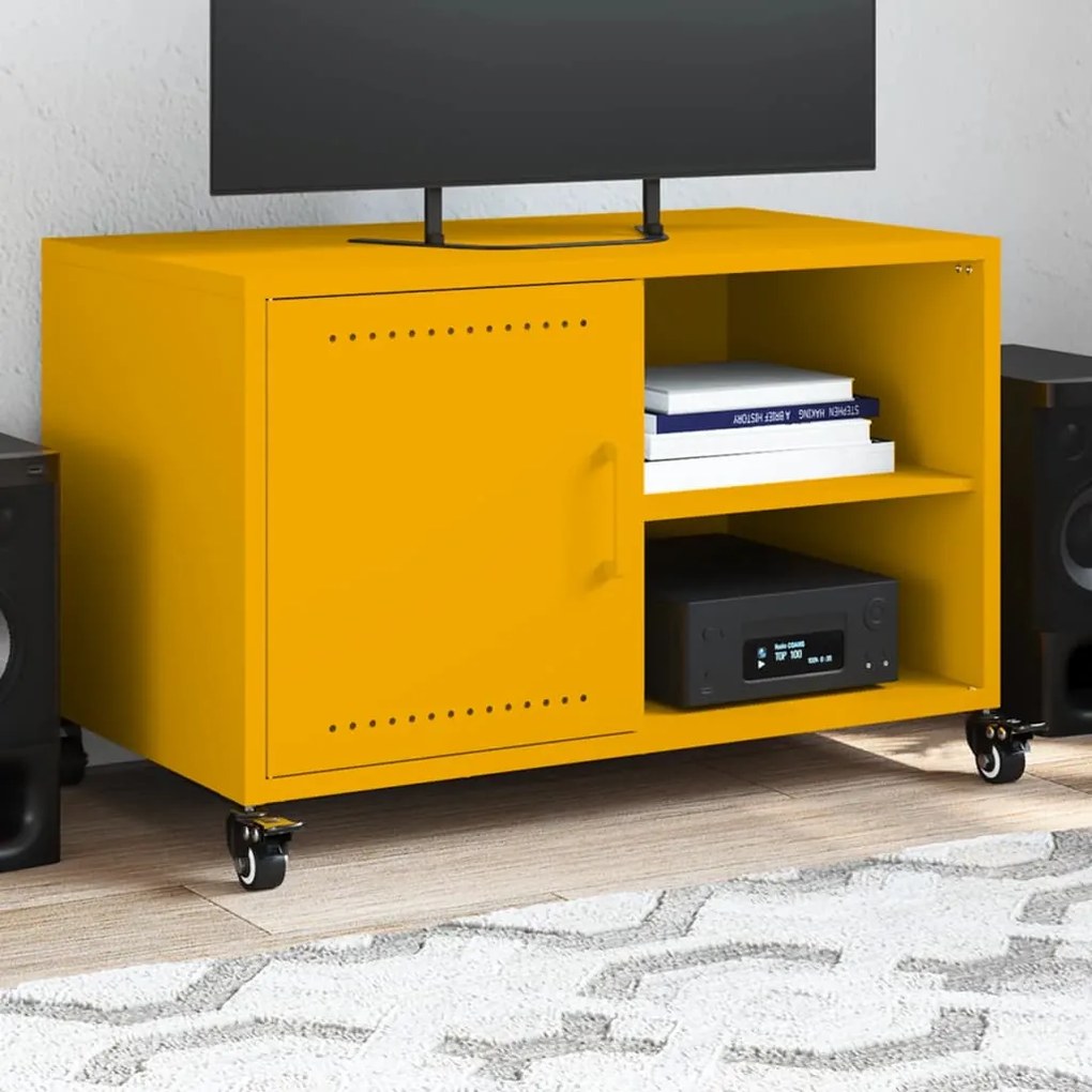 Móvel de TV 68x39x43,5 cm aço amarelo mostarda