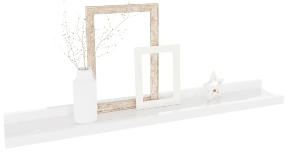 Prateleiras de parede 4 pcs 60x9x3 cm branco brilhante