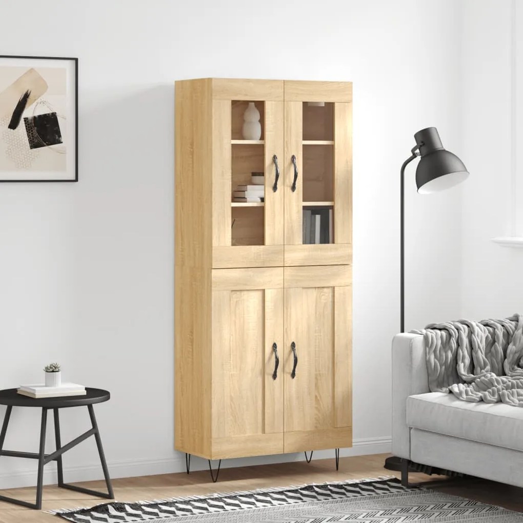 vidaXL Armário alto 69,5x34x180 cm derivados de madeira cor sonoma