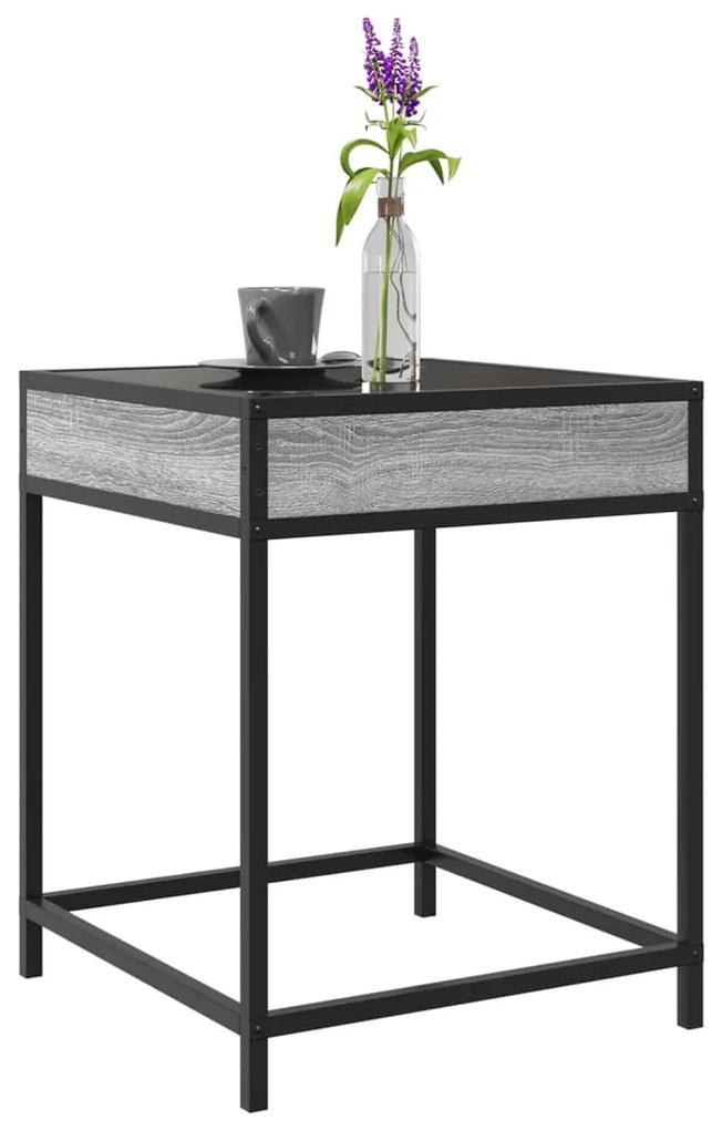 Mesa de centro luzes LED Infinity 40x40x51 cm cinzento sonoma