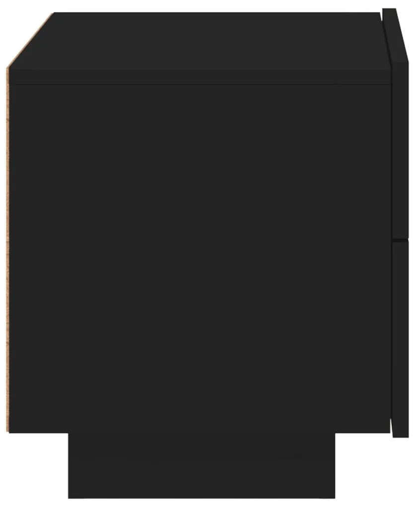 Mesa de cabeceira com luzes LED 70x36x40,5 cm preto