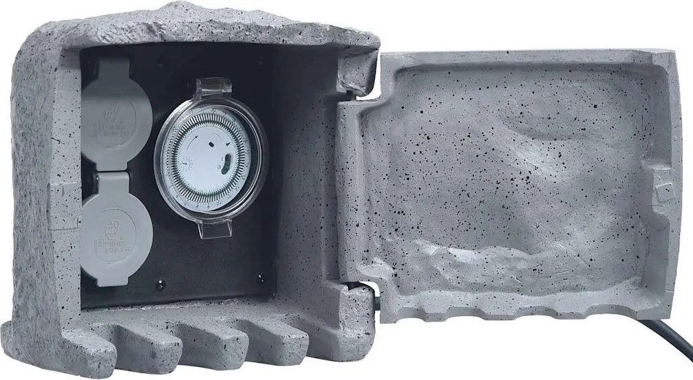vidaXL Unidade com 2 tomadas para jardim resina de poliéster cinzento