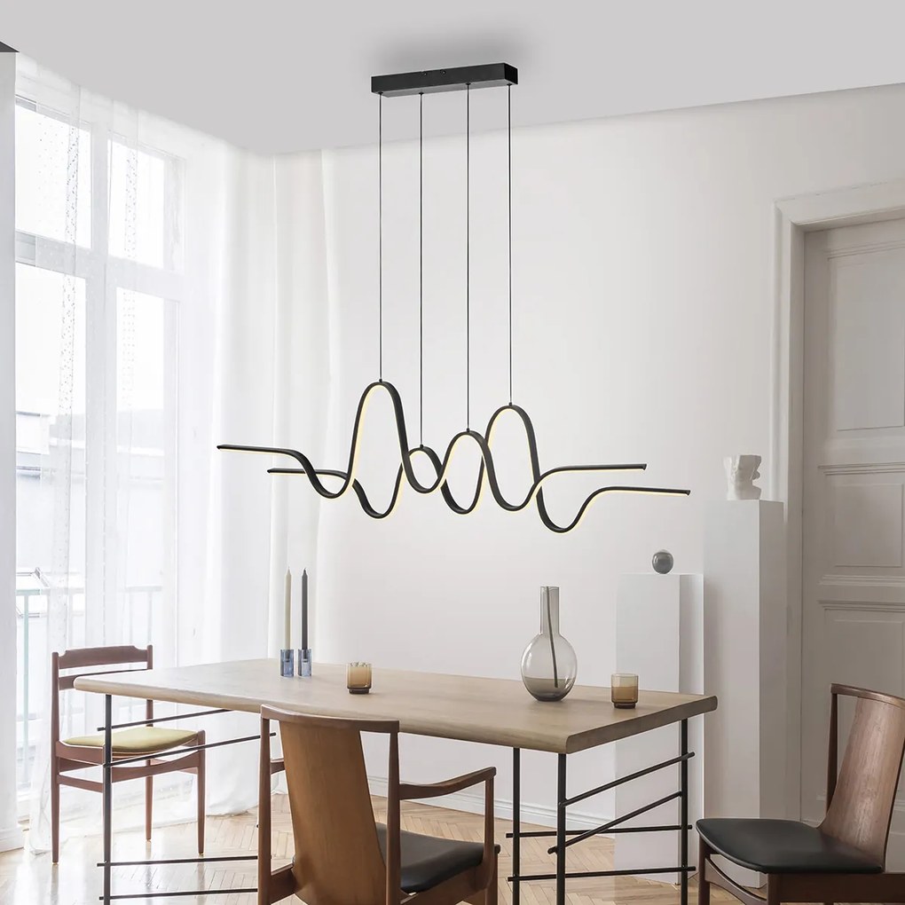 Candeeiro suspenso de design preto com LED regulável Easylift - Altitude Design