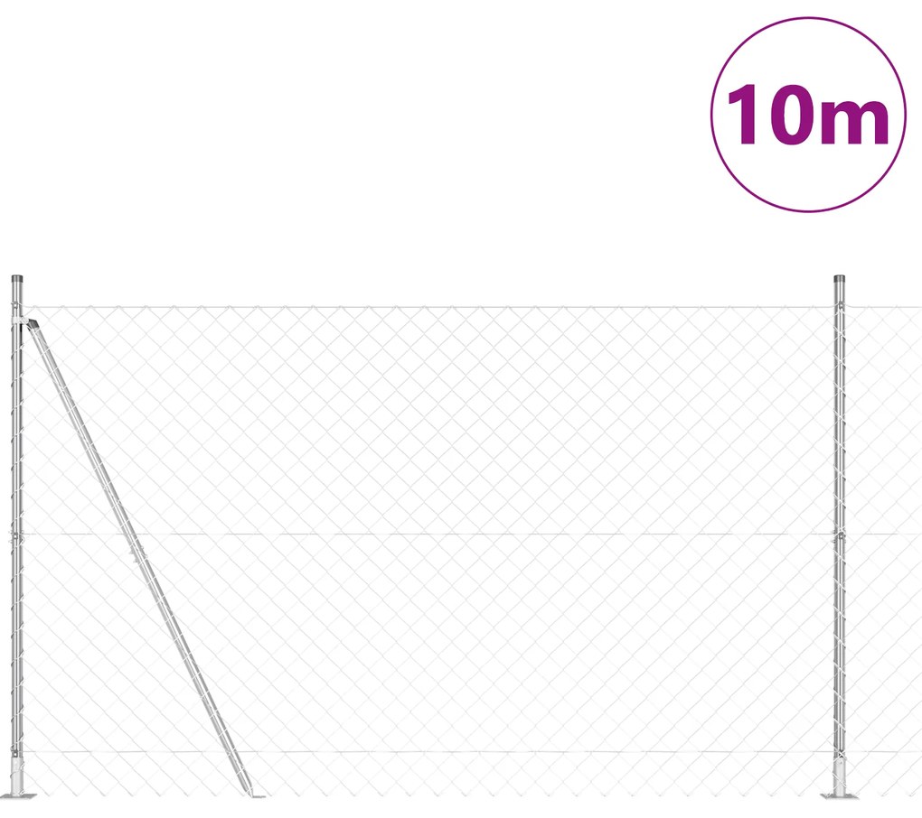 Cerca de Cadeia com 7 Posts Flangeados 1.6x10 m Aço Galvanizado
