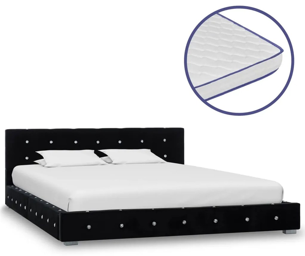 vidaXL Cama com colchão em espuma de memória 140x200 cm veludo preto