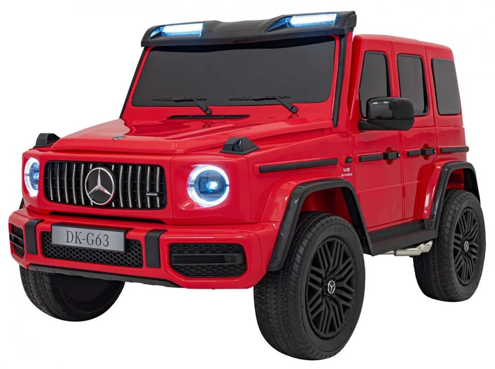 Carro elétrico para Crianças 24V 4x4 200W Mercedes Benz G63 AMG XXL Rodas de EVA, Assento de couro Vermelho