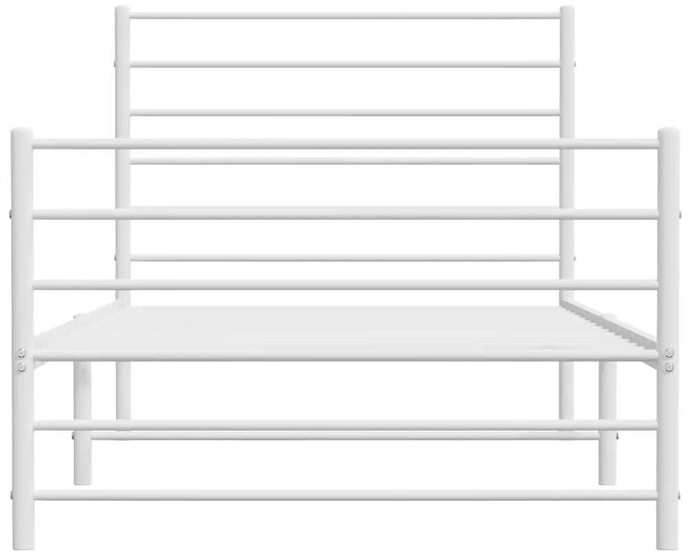 Estrutura de cama com cabeceira e pés 100x200 cm metal branco