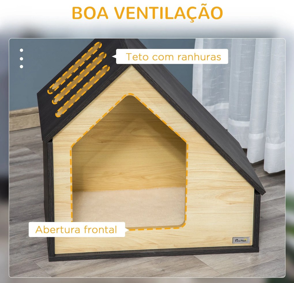 PawHut Casa de Madeira para Cães Casa para Cães para Uso Interior com