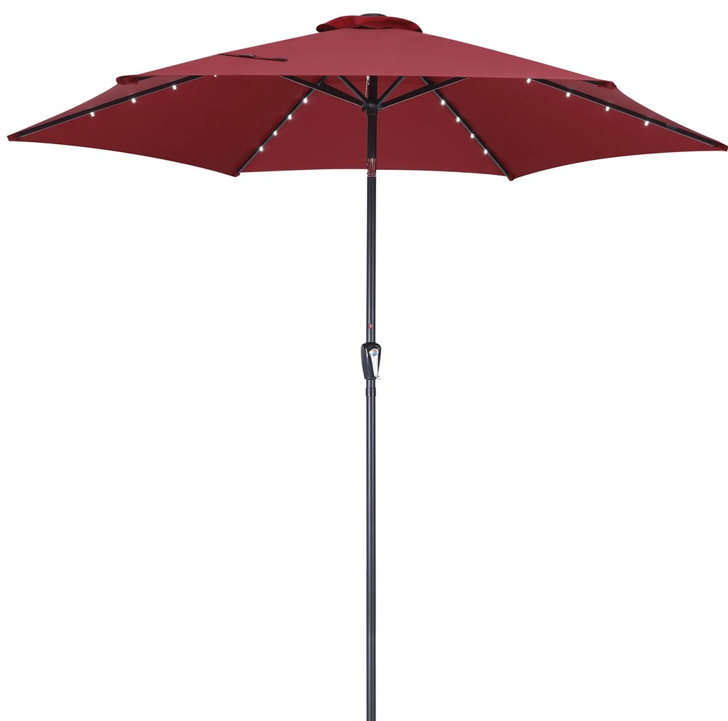Guarda-sol LED Florida com proteção UV 80+ Ø300 x 250 cm Vermelho
