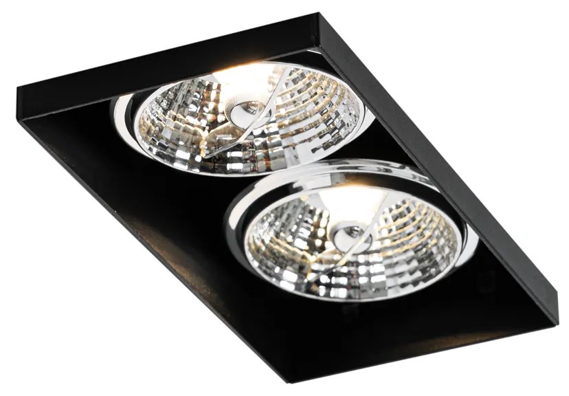 Set van 6 inbouwspots zwart GU10 70mm 2-lichts trimless - Oneon Moderno