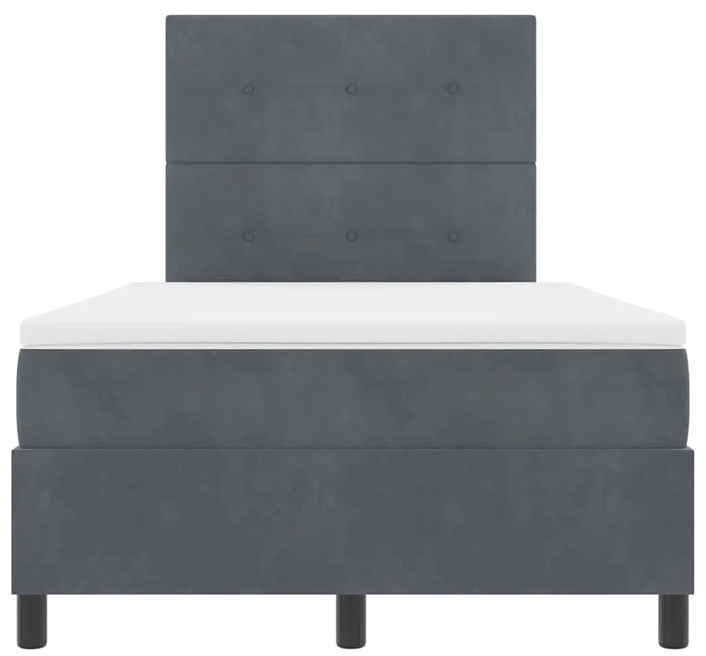 Cama Box com Colchão e LED VidaXL Cinza Escuro 120x190 cm Veludo
