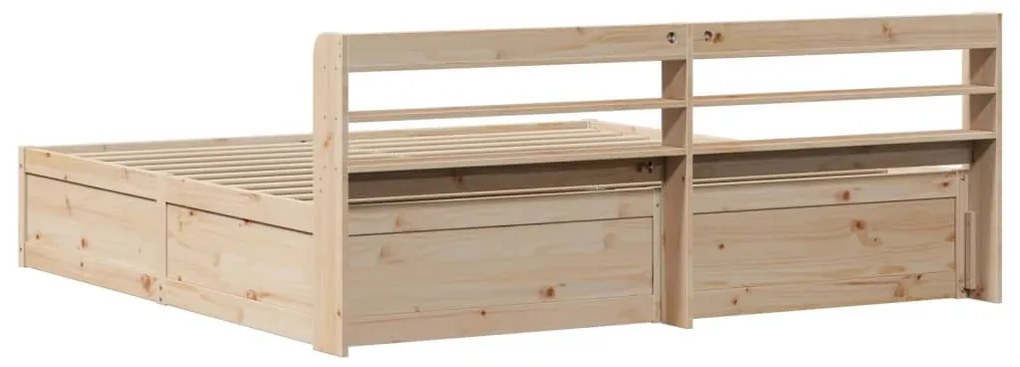 Estrutura de cama com cabeceira 200x200 cm pinho maciço