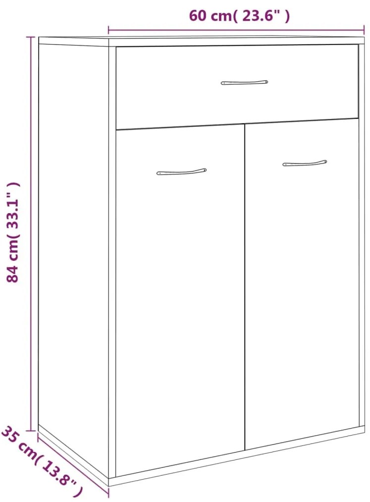 Sapateira 60x35x84 cm derivados de madeira cinzento sonoma