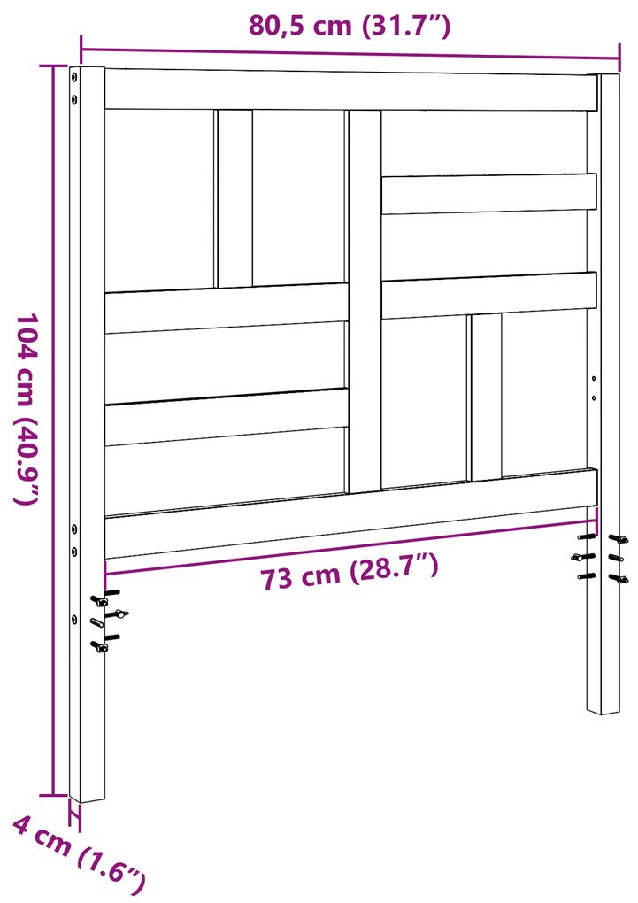 Cabeceira de Cama com cabeceira Castanho-mel 80.5 x 4 x 104 cm