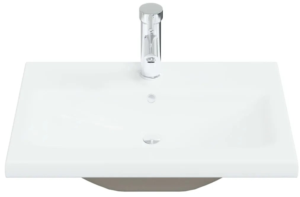 Lavatório embutido c/ torneira 61x39x18 cm cerâmica branco