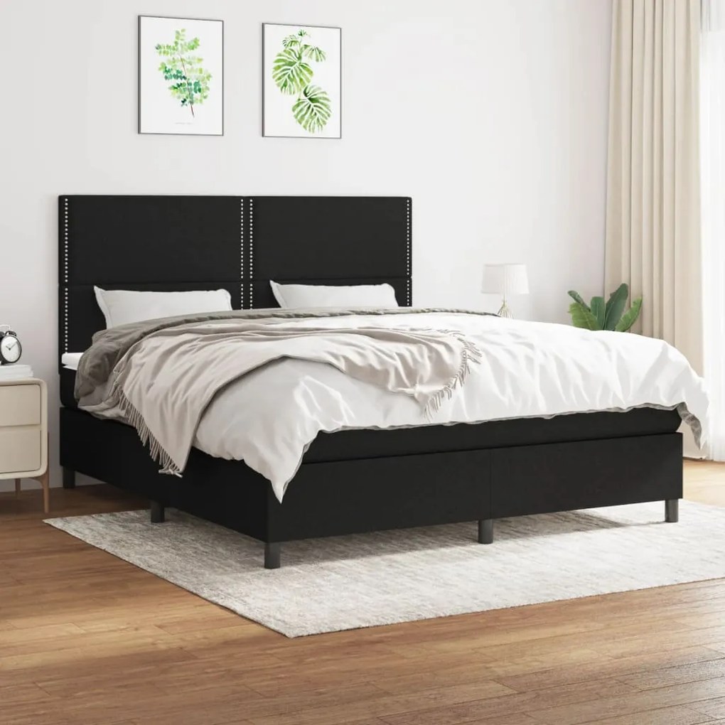 Cama com molas/colchão 180x200 cm tecido preto