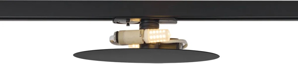 Plafon moderno preto para sistema de calha monofásico 2-luzes - Iconic Pulley