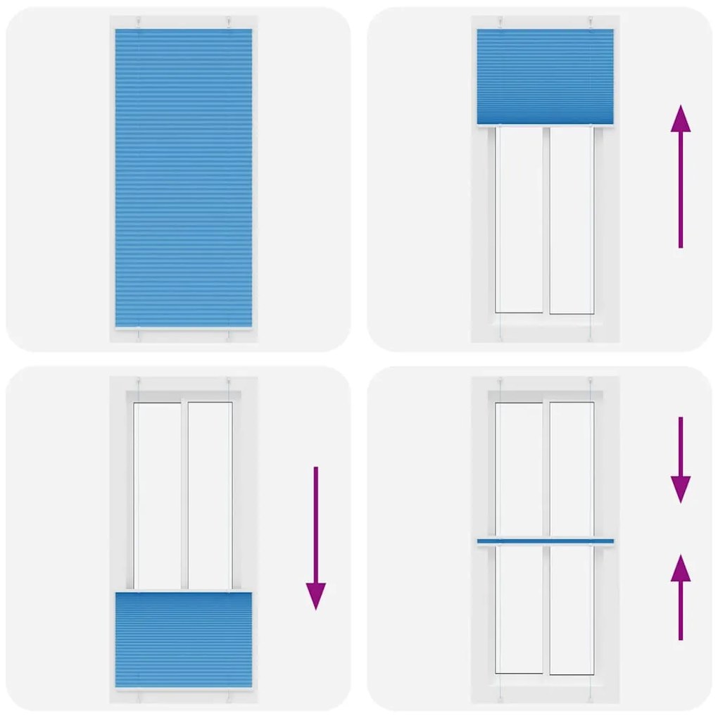 Azul Plissada Cega 100x200 cm Largura Tecido 99,4 cm Poliéster