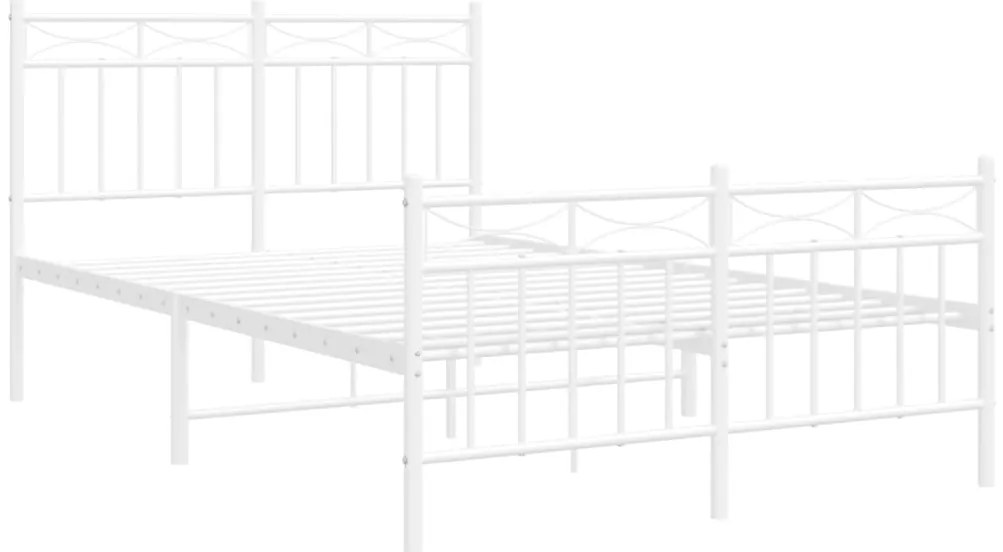 Estrutura de cama com cabeceira e pés 120x190 cm metal branco