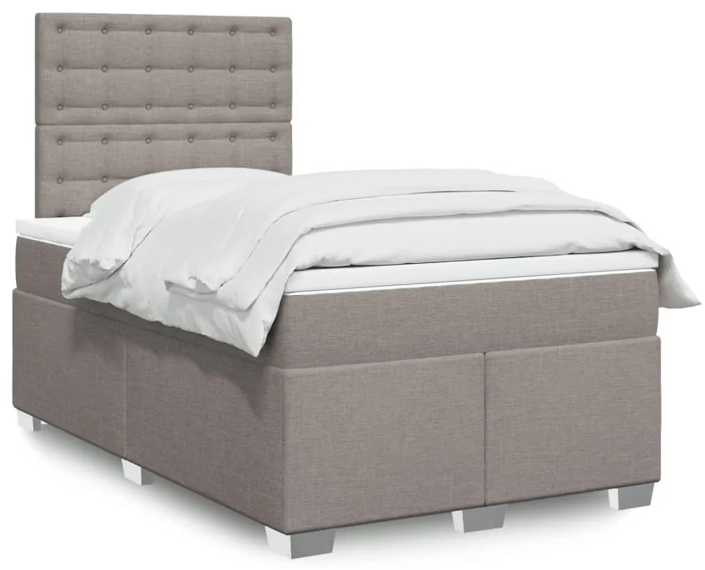 vidaXL Cama boxspring c/ colchão 120x190cm tecido castanho-acinzentado