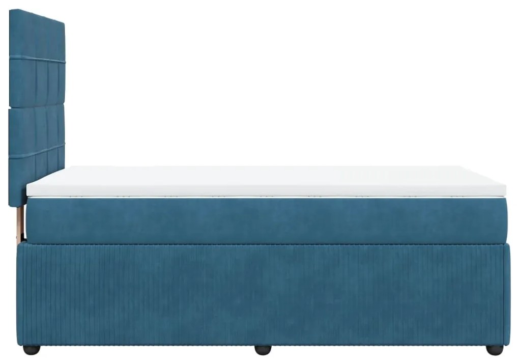 Cama boxspring com colchão 100x200 cm veludo azul