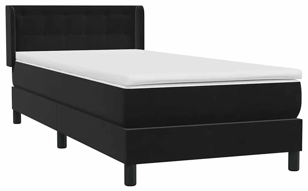 Cama box spring com colchão 90x210 cm veludo preto