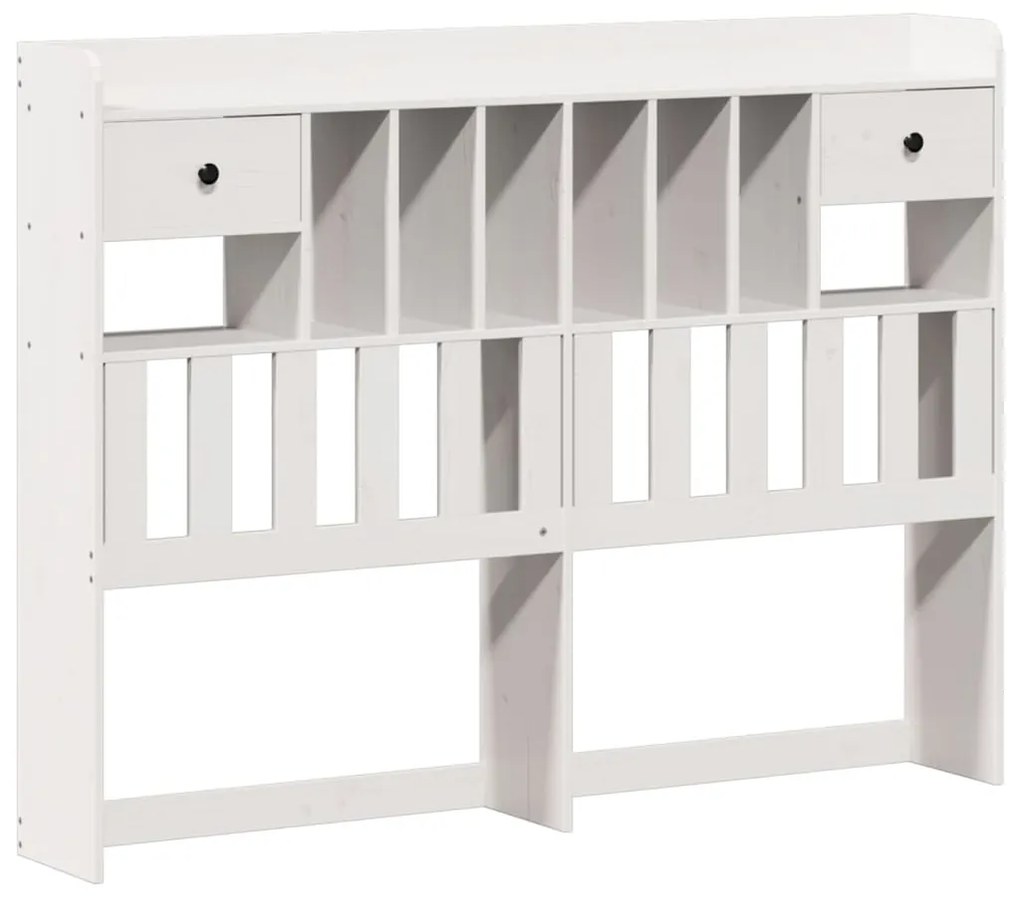 Cama com estante sem colchão 150x200 cm pinho maciço branco