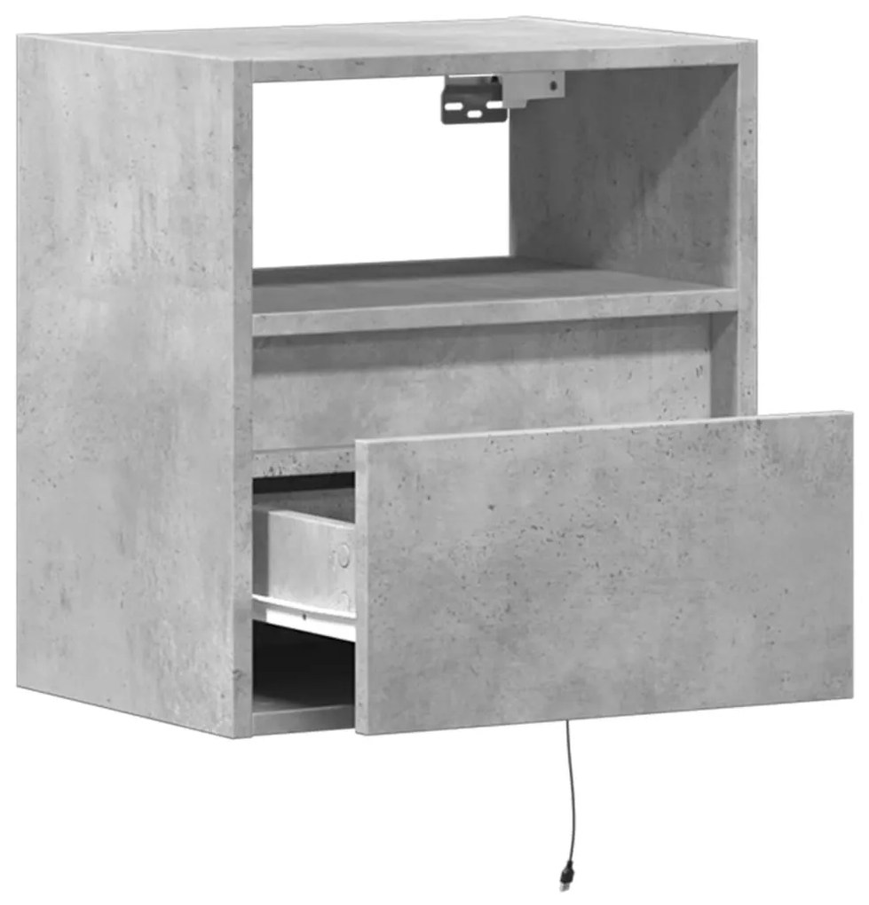 Móvel de parede p/ TV c/ luzes LED 41x31x45 cm cinzento cimento